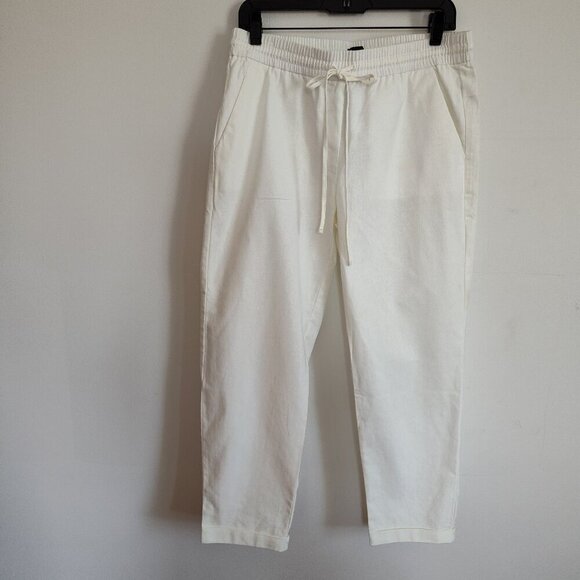 Ladies SZ 8 J Crew Factory White Linen Blend Cropped Pant - Picture 1 of 3